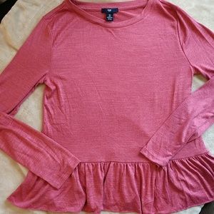 GAP long sleeve relaxed peplum style shirt